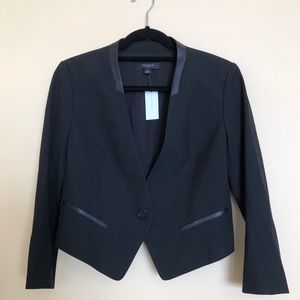 Ann Taylor cropped blazer, faux leather details